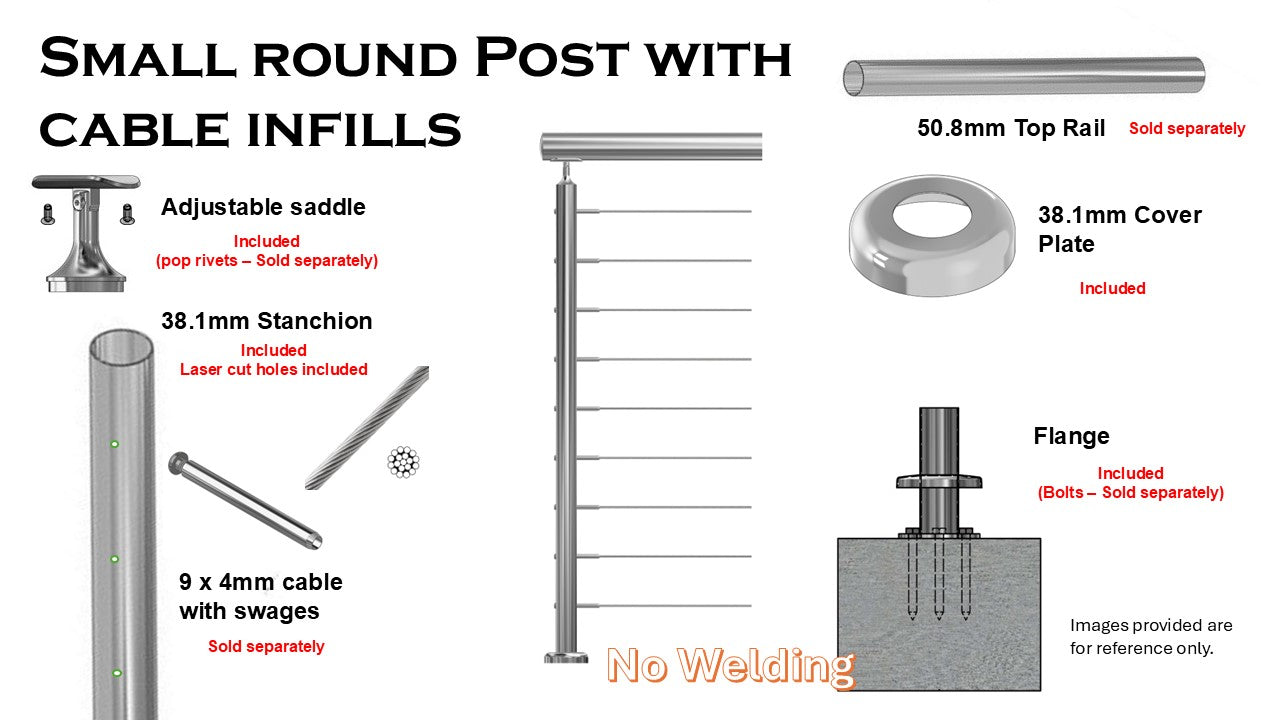 Ready Made Stanchions - with 9 x Cable infills (NO WELD)