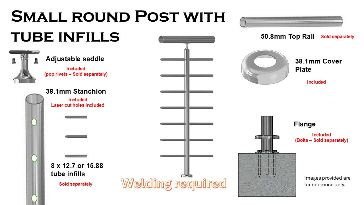 Ready Made Stanchions - 12.7 /15.88mm tubing infills (WELD)