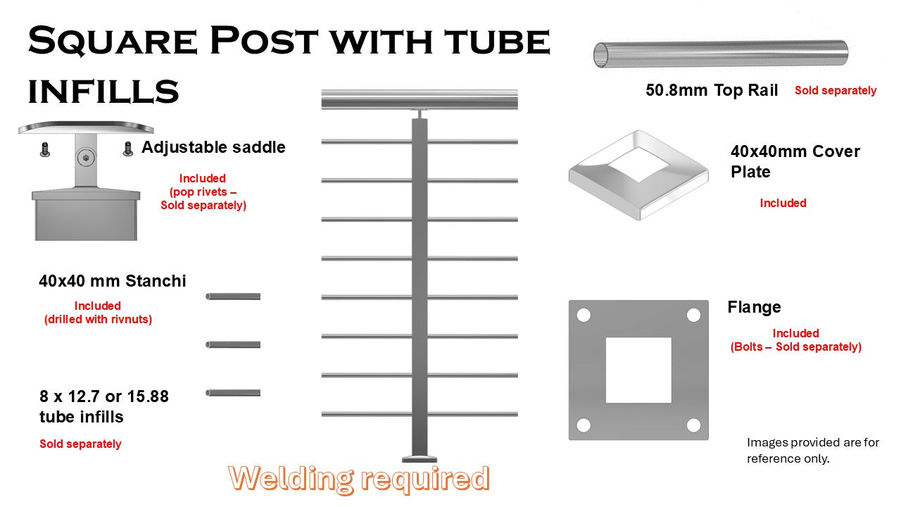 Ready Made Stanchions - 12.7 /15.88mm tubing infills (WELD)