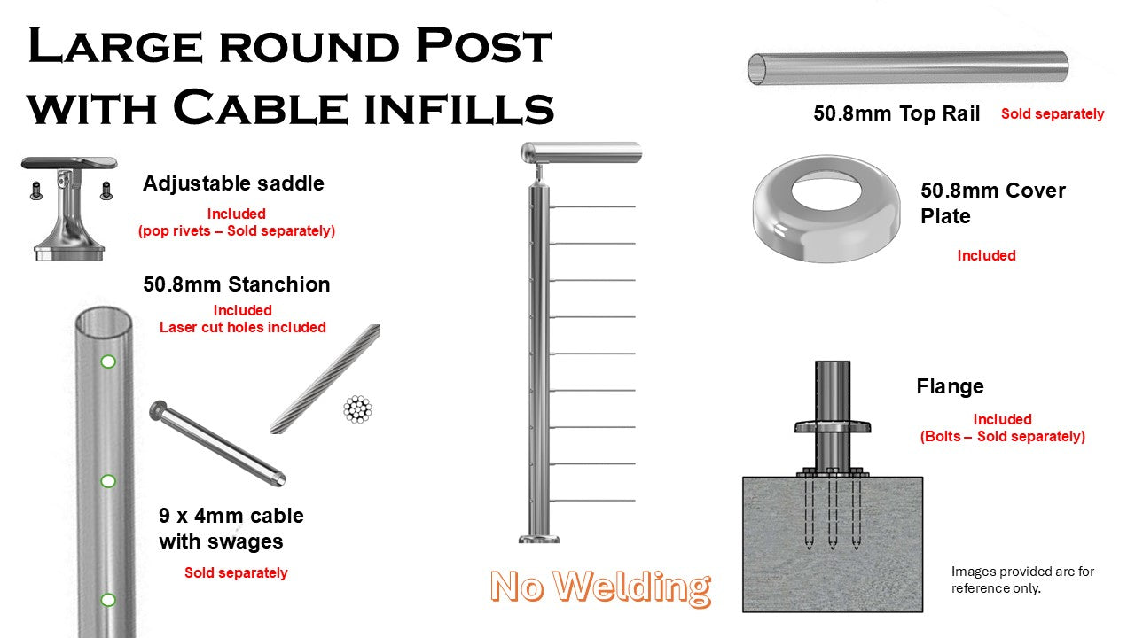 Ready Made Stanchions - Glass Clamps (NO WELD)