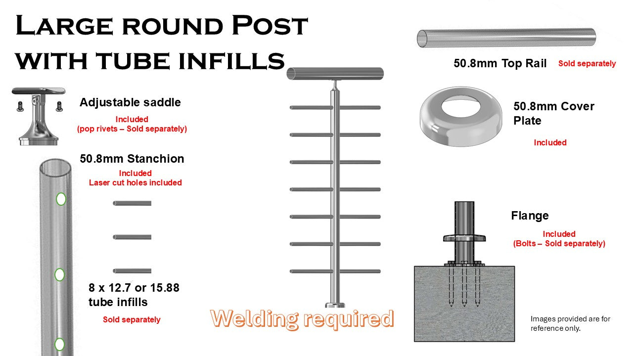 Ready Made Stanchions - 12.7 /15.88mm tubing infills (WELD)